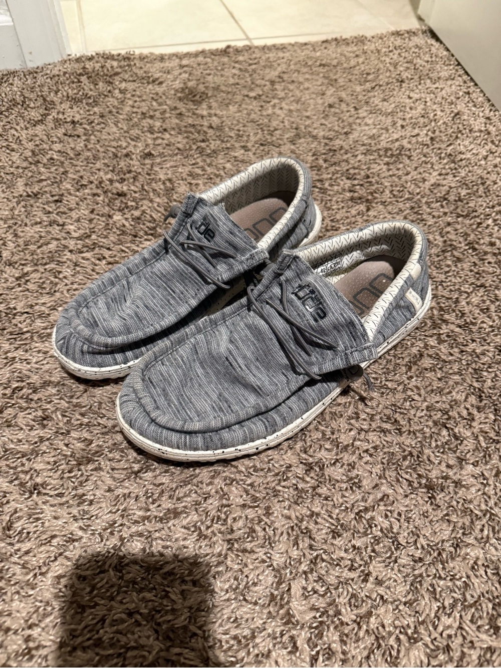 Hey Dude Gray Knit Slip-On Loafers